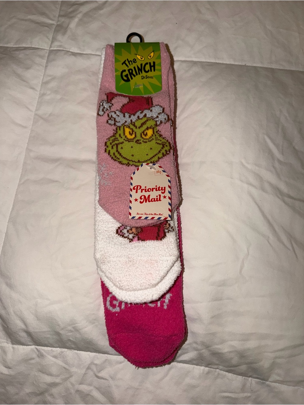 Cozy Men’s Crew Socks – Pink/White